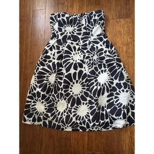 J. CREW Lorelei Print Strapless Cotton Dress Floral Blue size 6